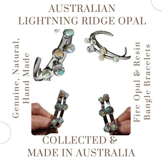 Opal & Resin Triple Bangle Adjustable Australian Genuine Natural Jewellery