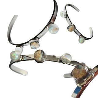 Opal & Resin Triple Bangle Adjustable Australian Genuine Natural Jewellery