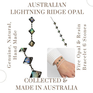 Opal & Resin 6 stones Bracelet Adjustable Australian Genuine Natural Jewellery