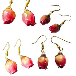 Real Rose bud Natural Flowers Resin Earrings Aust' Hand Made Jewellery Botanical