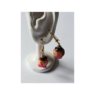 Real Rose bud Natural Flowers Resin Earrings Aust' Hand Made Jewellery Botanical