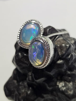 Solid Opal Twist Stud Oval Earrings Australian Genuine Gems Silver RRP$160