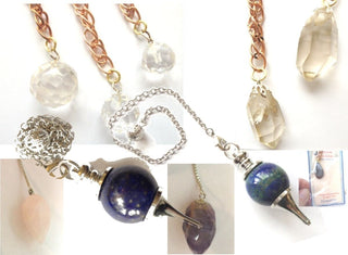 1 x QUARTZ, HERKIMER DIAMOND, LAPIS LAZULI or CHRYSOCOLLA GEMSTONE PENDULUM New