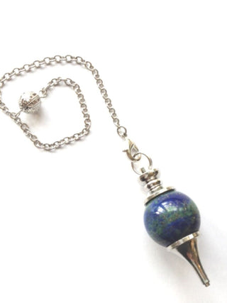1 x QUARTZ, HERKIMER DIAMOND, LAPIS LAZULI or CHRYSOCOLLA GEMSTONE PENDULUM New
