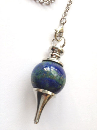 1 x QUARTZ, HERKIMER DIAMOND, LAPIS LAZULI or CHRYSOCOLLA GEMSTONE PENDULUM New