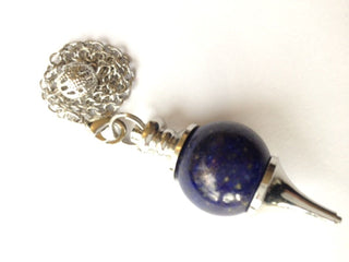 1 x QUARTZ, HERKIMER DIAMOND, LAPIS LAZULI or CHRYSOCOLLA GEMSTONE PENDULUM New