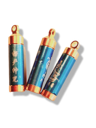 Beautiful Prayer SUTRA SCROLL Blue Metal in Pendant Blessings