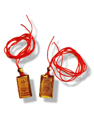 Beautiful Quan Yin Gold Enamel Rectangle SUTRA PENDANT Blessings Compassion