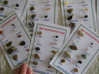 Gem Identification Cards – Set of 2 Genuine Polished & Rough Crystals • Beautiful Collector & Healer Set