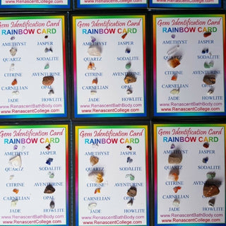 Gem Identification Cards – Set of 2 Genuine Polished & Rough Crystals • Beautiful Collector & Healer Set