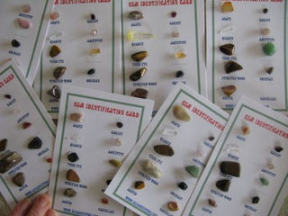 Gem Identification Cards – Set of 2 Genuine Polished & Rough Crystals • Beautiful Collector & Healer Set