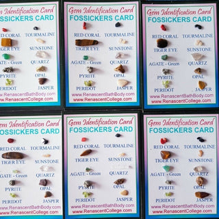 Gem Identification Cards – Set of 2 Genuine Polished & Rough Crystals • Beautiful Collector & Healer Set