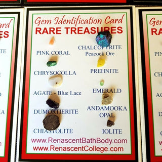 Gem Identification Cards – Set of 2 Genuine Polished & Rough Crystals • Beautiful Collector & Healer Set