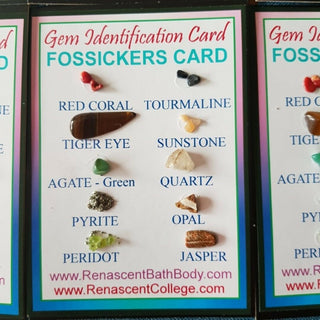 Gem Identification Cards – Set of 2 Genuine Polished & Rough Crystals • Beautiful Collector & Healer Set