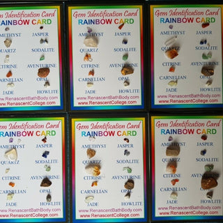 Gem Identification Cards – Set of 2 Genuine Polished & Rough Crystals • Beautiful Collector & Healer Set