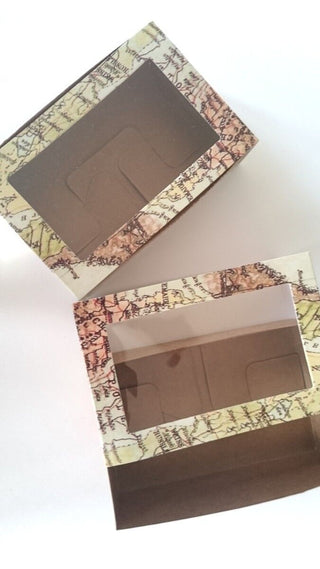 World Map Slide-Top Gift Box with Clear Window Beautifully Designed Cardboard Box for Gifts & Boutique Presentation