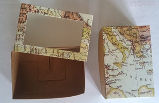 World Map Slide-Top Gift Box with Clear Window Beautifully Designed Cardboard Box for Gifts & Boutique Presentation
