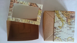 World Map Slide-Top Gift Box with Clear Window Beautifully Designed Cardboard Box for Gifts & Boutique Presentation