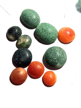 Partly Polished Gemstone Cabochons x 10 Natural Hand Cut Carnelian Aventurine Moss Agate Jewellery