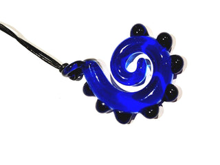 Hand Blown Blue Iridescent Glass Pendant Necklace Jewellery Jewelry Collectable