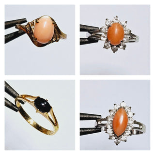 Genuine Natural Coral Ring Pink Black Silver Setting Showroom Clearance you choose style RRP$390