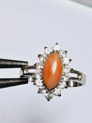 Genuine Natural Coral Ring Pink Black Silver Setting Showroom Clearance you choose style RRP$390