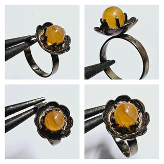 Natural Silver Agate Carnelian Ring Genuine Gemstone Australian Seller Sz0 1/2
