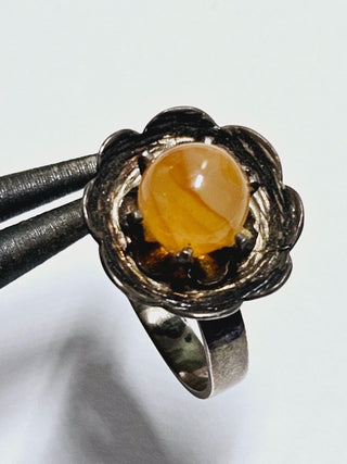 Natural Silver Agate Carnelian Ring Genuine Gemstone Australian Seller Sz0 1/2