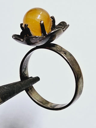 Natural Silver Agate Carnelian Ring Genuine Gemstone Australian Seller Sz0 1/2