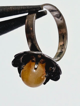 Natural Silver Agate Carnelian Ring Genuine Gemstone Australian Seller Sz0 1/2