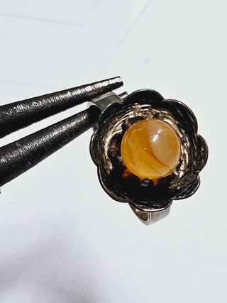 Natural Silver Agate Carnelian Ring Genuine Gemstone Australian Seller Sz0 1/2