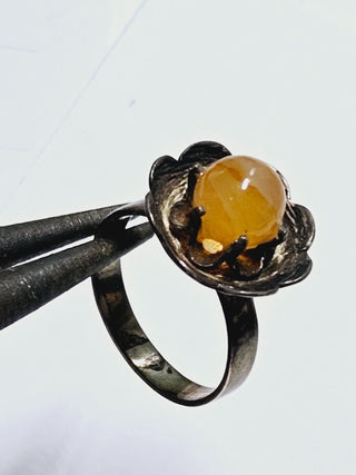 Natural Silver Agate Carnelian Ring Genuine Gemstone Australian Seller Sz0 1/2