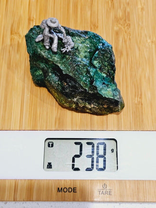 Native Malachite Specimen with Pewter Miner Genuine Gems Gemstone 239gms H1