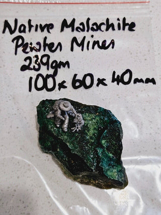 Native Malachite Specimen with Pewter Miner Genuine Gems Gemstone 239gms H1