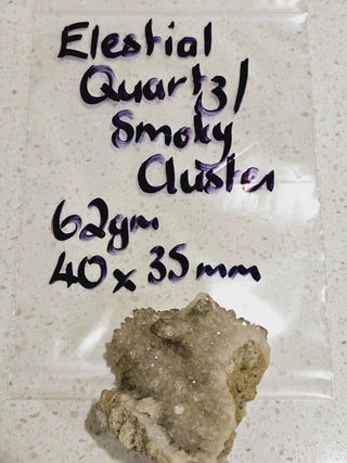 Elestial Quartz / Smoky Quartz Crystal Cluster Genuine Gems Gemstone 62gm H1