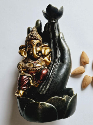 Ganesh Back flow Waterfall Incense Burner & 6 Cones X1