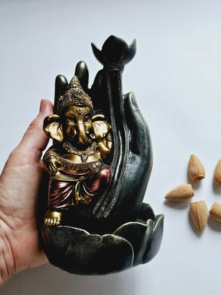 Ganesh Back flow Waterfall Incense Burner & 6 Cones X1