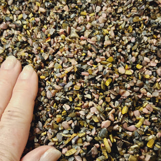 Mixed Gemstone Rhodonite & Tiger Eye Crystals Tiny beautiful colours gems