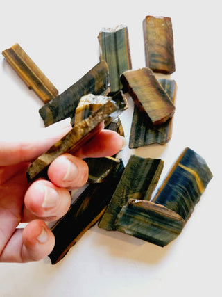 TIGER EYE 10x Slices ready to cut gem stones Australian Natural Specimen Genuine
