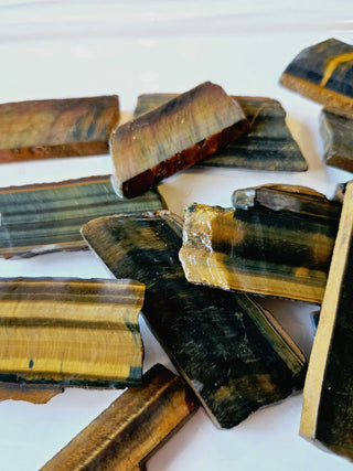 Tiger Eye Thinly Sliced Specimens 10 Pieces Natural Gem Rough Ready to Cut