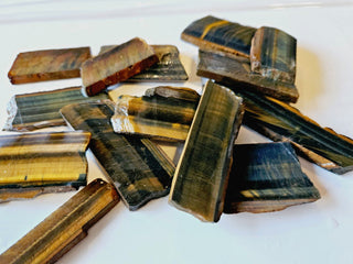 Tiger Eye Thinly Sliced Specimens 10 Pieces Natural Gem Rough Ready to Cut