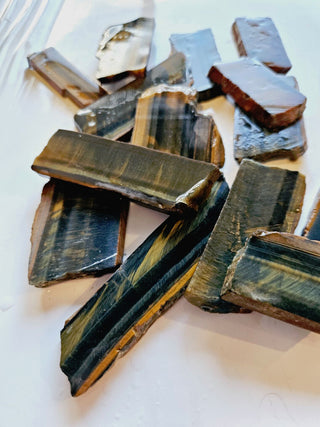 Tiger Eye Thinly Sliced Specimens 10 Pieces Natural Gem Rough Ready to Cut