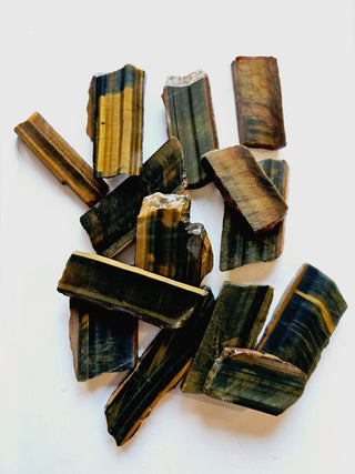 Tiger Eye Thinly Sliced Specimens 10 Pieces Natural Gem Rough Ready to Cut