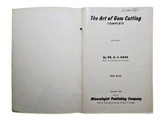The Art Of Gem Cutting Book Dr H C Dake 1956 - 6th Edition Collectors Vintage R1