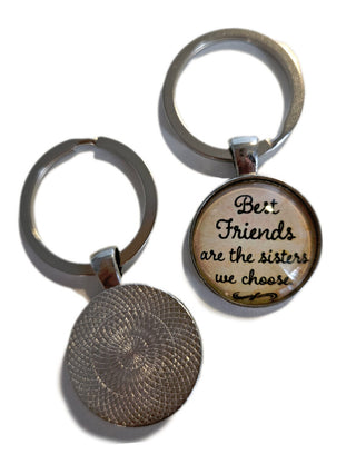 Best Friends Sisters We Choose Glass Cabochon Keyring Handmade Australian Artist