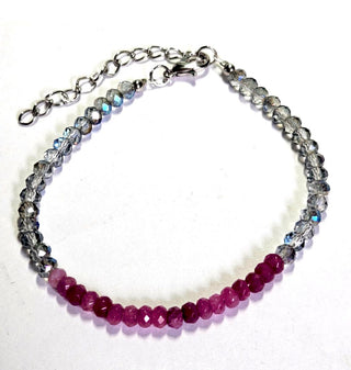 Pink Tourmaline & Holographic Crystals Bracelet Hand Made Artist Australia