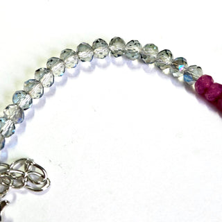 Pink Tourmaline & Holographic Crystals Bracelet Hand Made Artist Australia