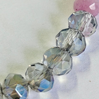 Pink Tourmaline & Holographic Crystals Bracelet Hand Made Artist Australia