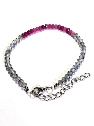 Pink Tourmaline & Holographic Crystals Bracelet Hand Made Artist Australia