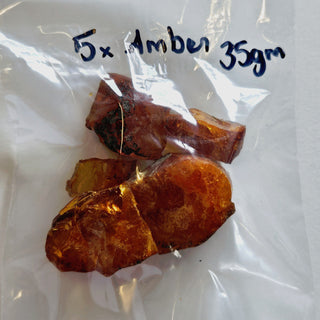Natural Amber 5 Pieces 35gm Genuine Gems Gemstone Rare Unusual  H1